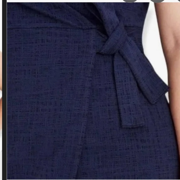 Madewell Texture + Thread Dress Navy Blue Faux Wrap Side Tie Sleeveless V-Neck… - Picture 7 of 15